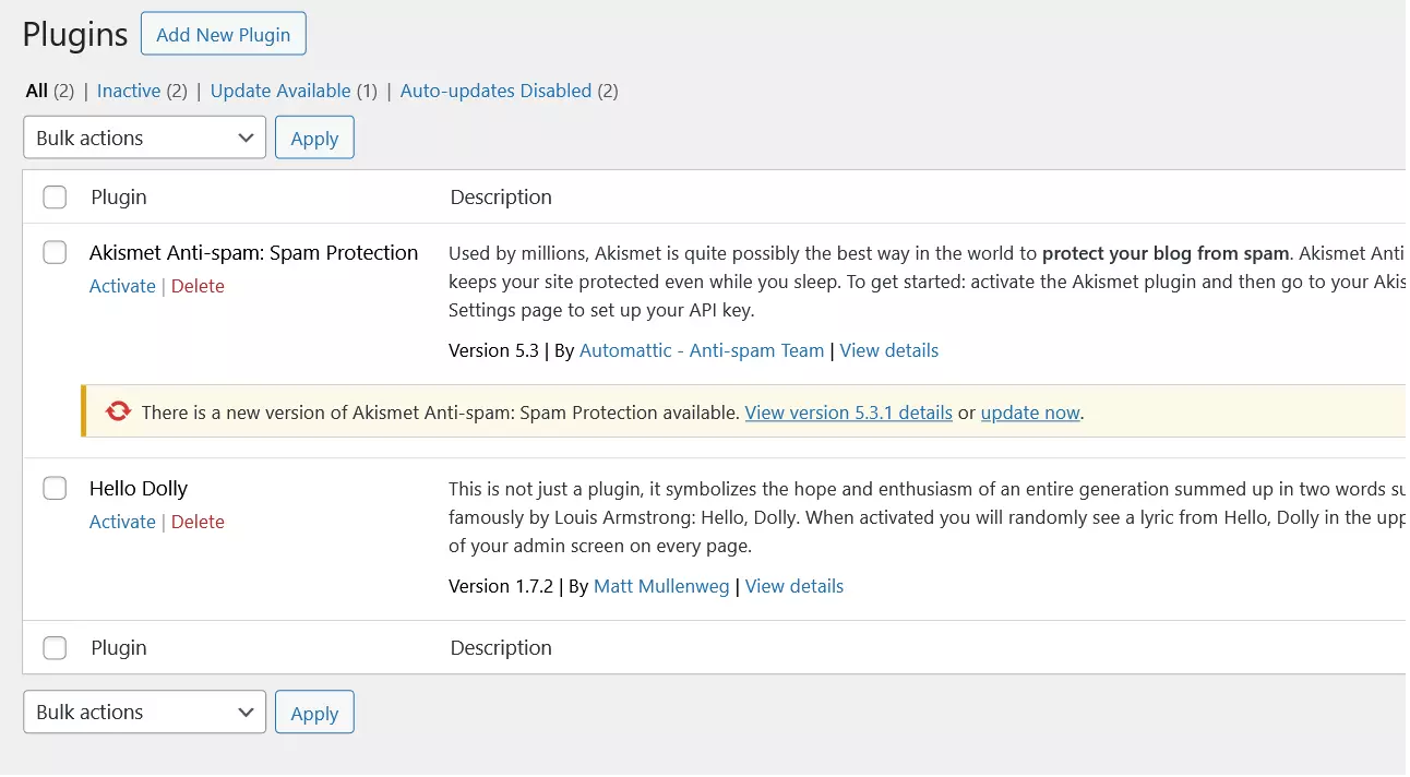 Imagen: Vista general de los plugins instalados en el panel de WordPress