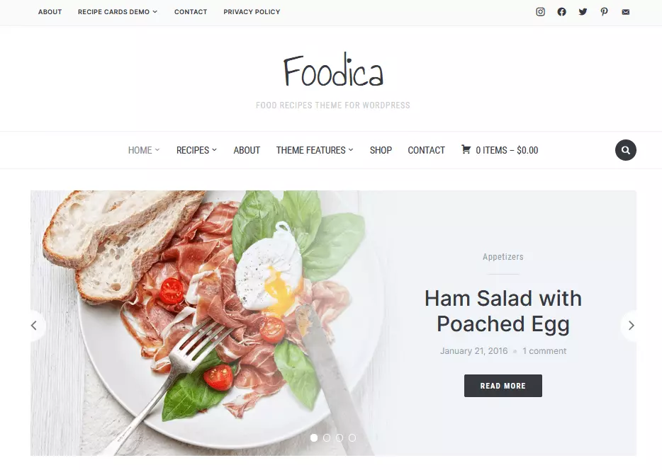 Imagen: Plantilla Foodica de WordPress hecha por WPZOOM